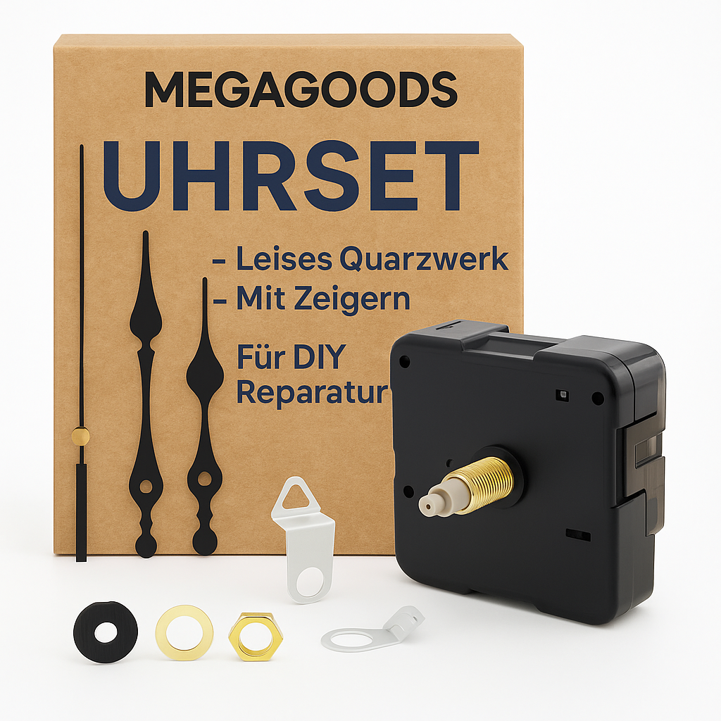 Uhrwerk leise Quarz Mechanik mit Zeigern für DIY Reparatur DE.