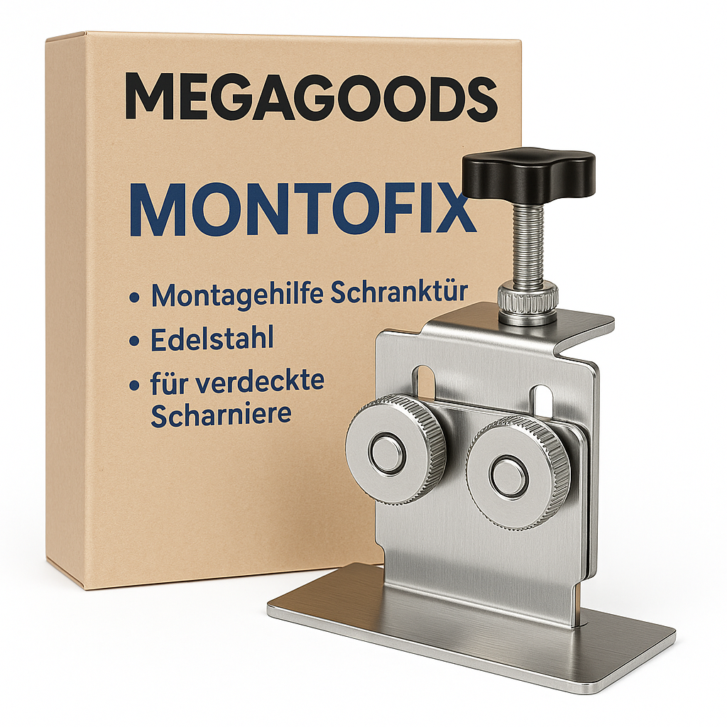 Montagehilfe Schranktür Edelstahl für verdeckte Scharniere DE.
