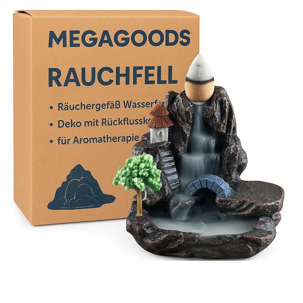 Räuchergefäß Wasserfall Deko mit Rückflusskegel für Aromatherapie DE.