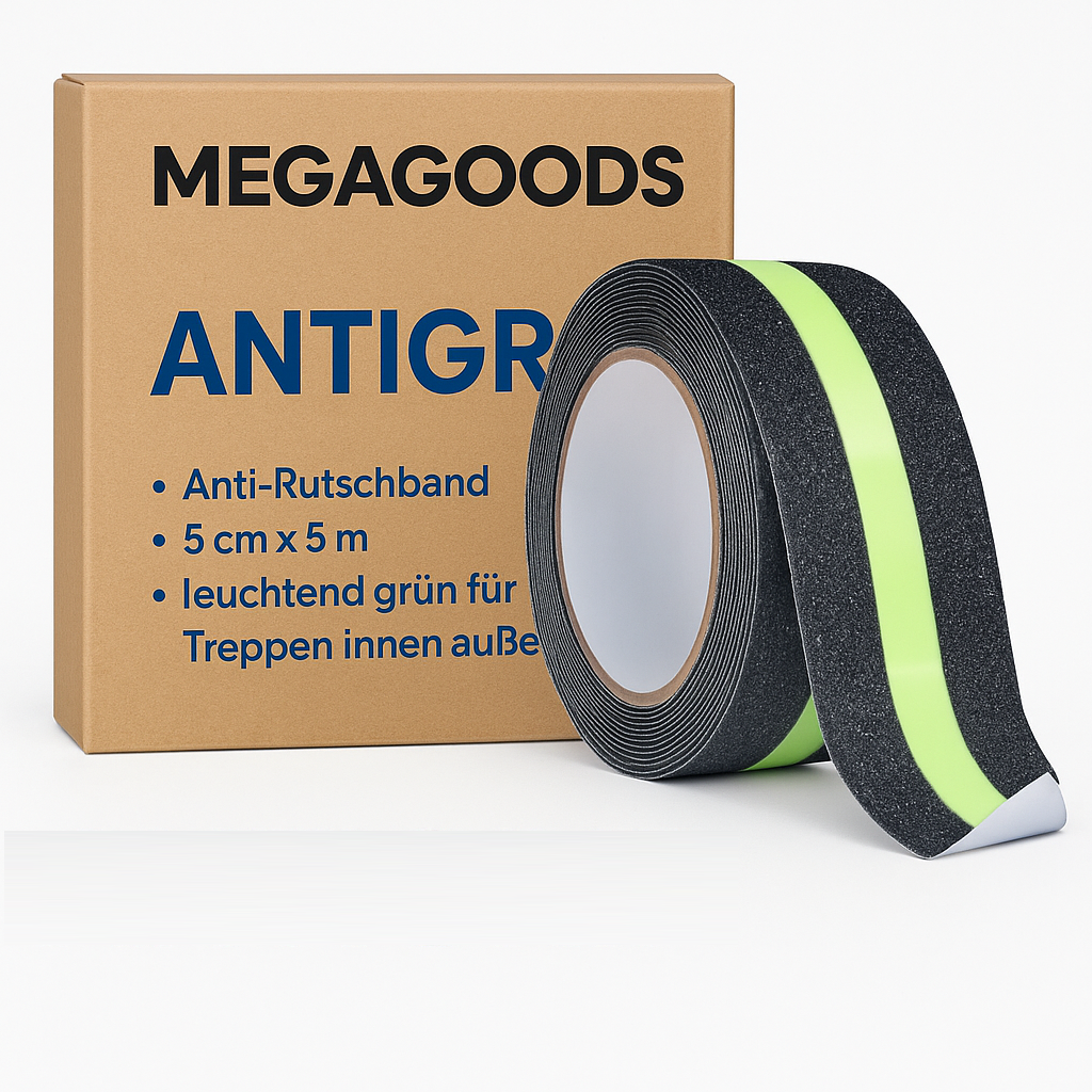 Anti-Rutschband 5 cm x 5 m leuchtend grün für Treppen innen außen DE.