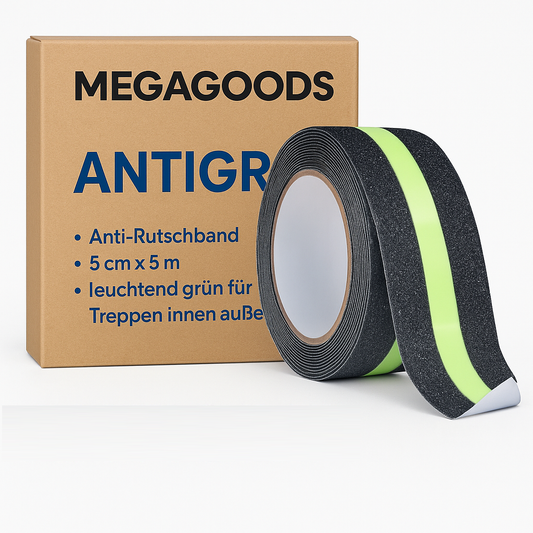 Anti-Rutschband 5 cm x 5 m leuchtend grün für Treppen innen außen DE.