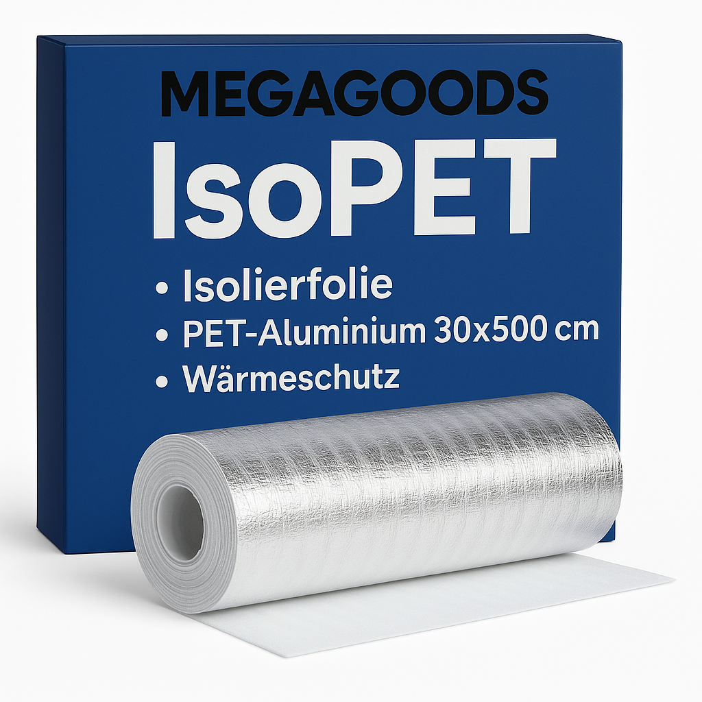 Isolierfolie PET Aluminium 30x500 cm Wärmeschutz Deko DE.