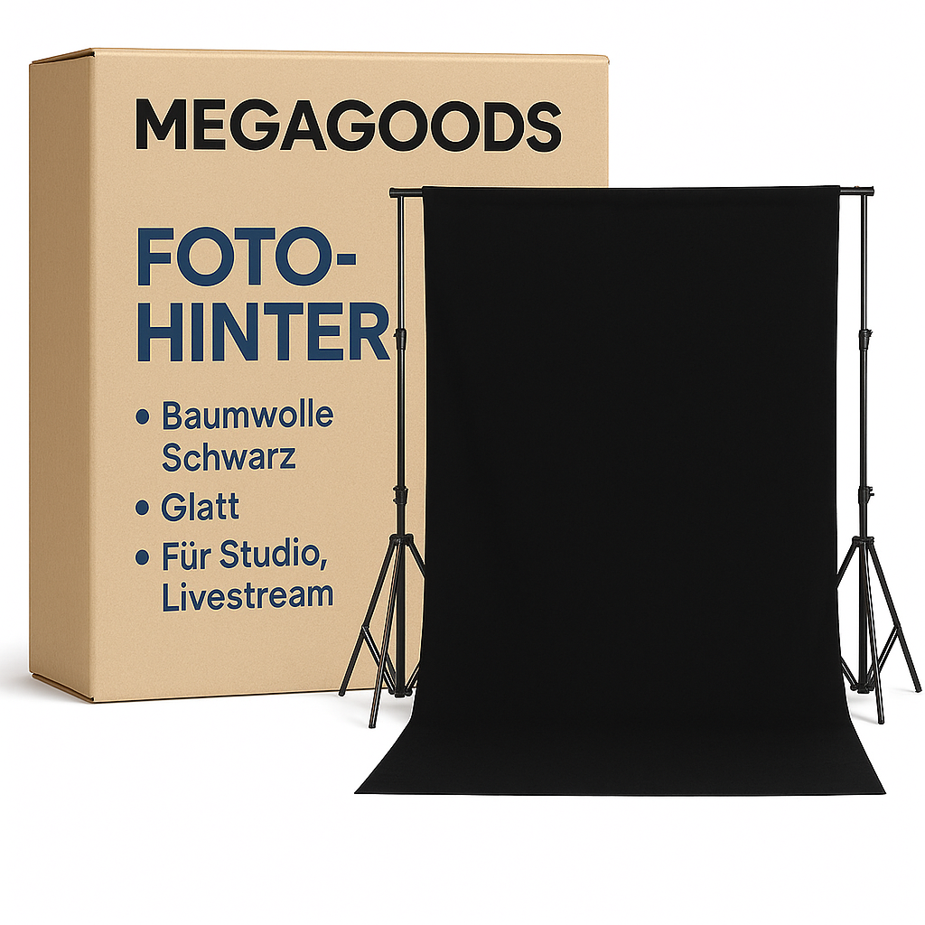 Fotohintergrund Baumwolle Schwarz glatt für Studio Livestream DE.