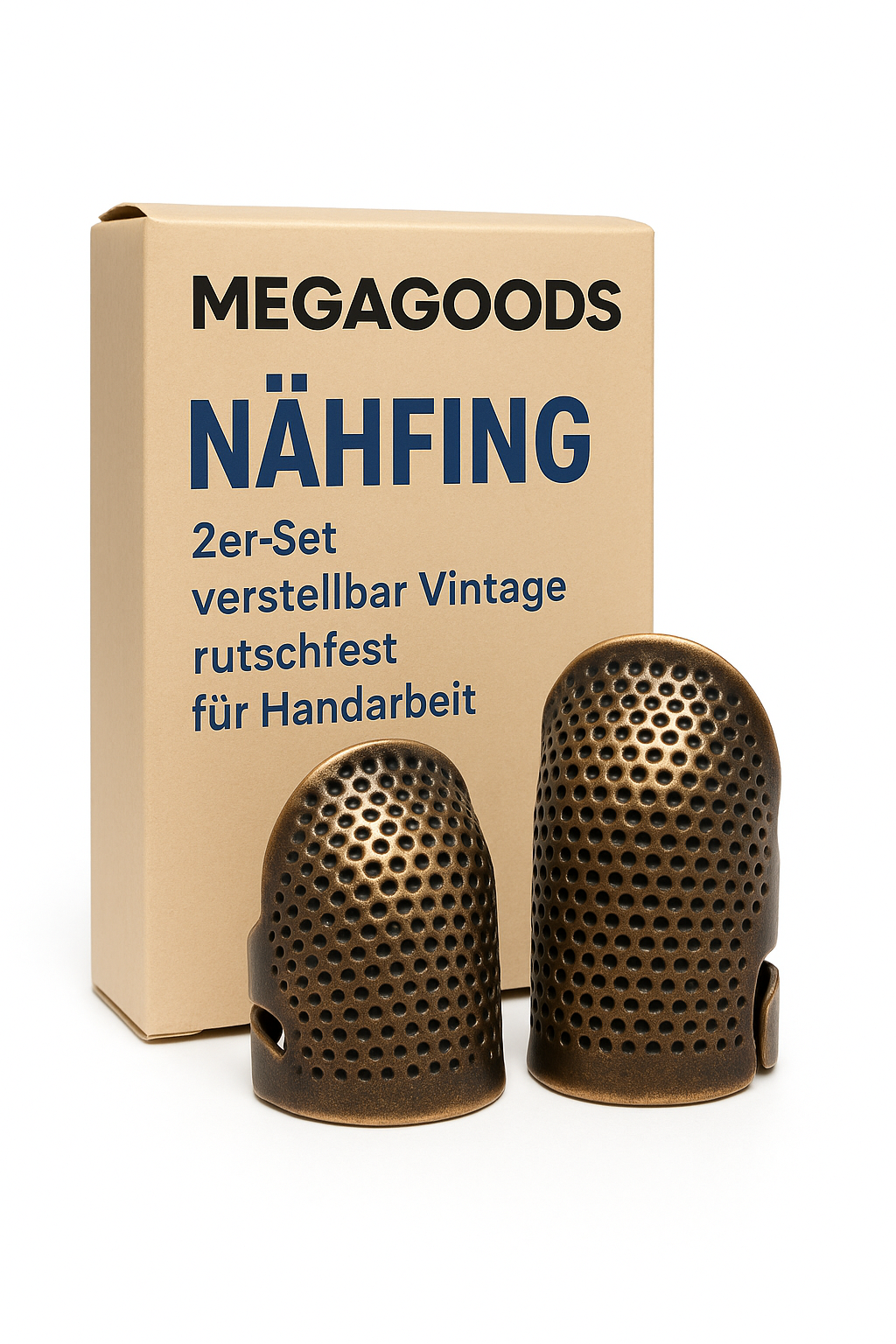 2er-Set Nähfingerhut verstellbar Vintage rutschfest für Handarbeit DE.