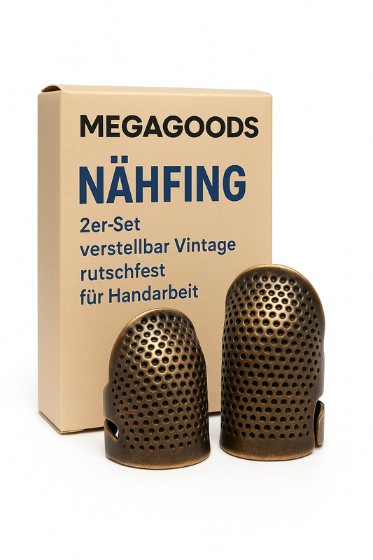 2er-Set Nähfingerhut verstellbar Vintage rutschfest für Handarbeit DE.