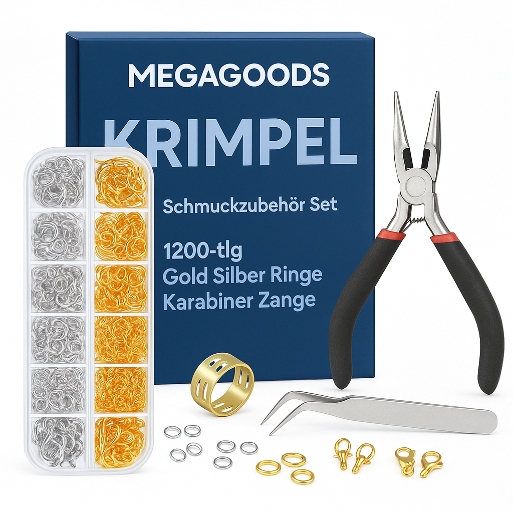 Schmuckzubehör Set 1200-tlg Gold Silber Ringe Karabiner Zange DE.