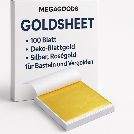 100 Blatt Deko Blattgold Silber Roségold für Basteln und Vergolden DE.