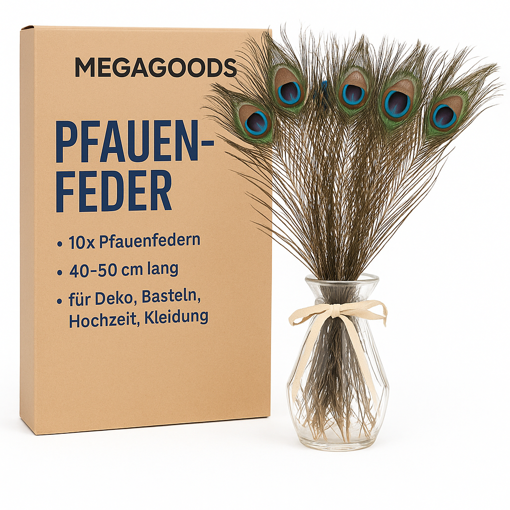10x Pfauenfedern 40–50 cm für Deko Basteln Hochzeit Kleidung DE.