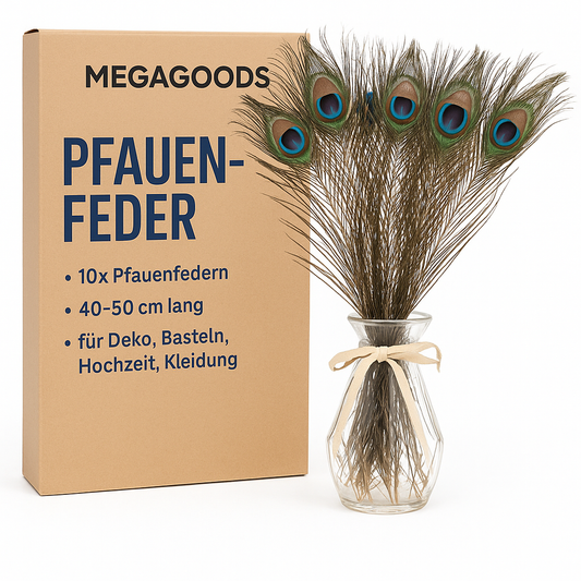 10x Pfauenfedern 40–50 cm für Deko Basteln Hochzeit Kleidung DE.