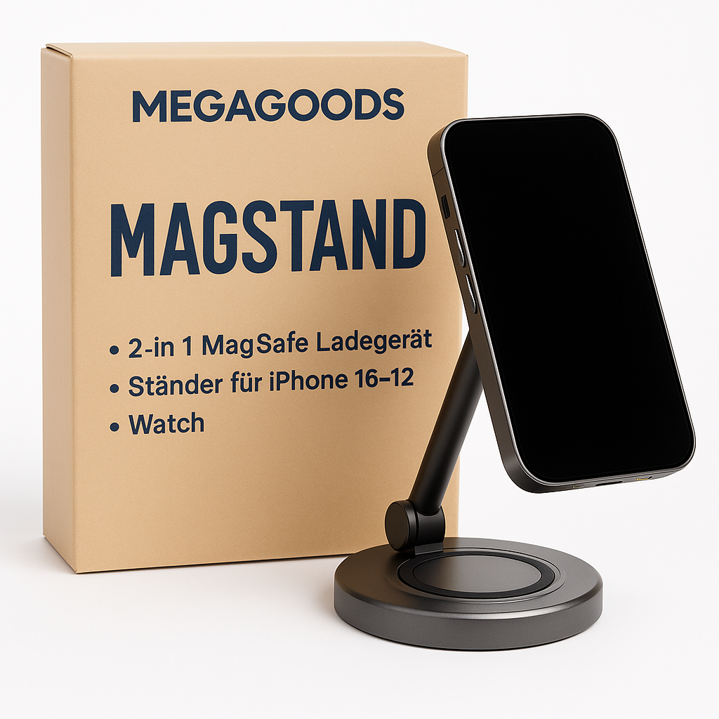 2in1 MagSafe Ladegerät Ladepad Ständer für iPhone 16–12 Watch DE.