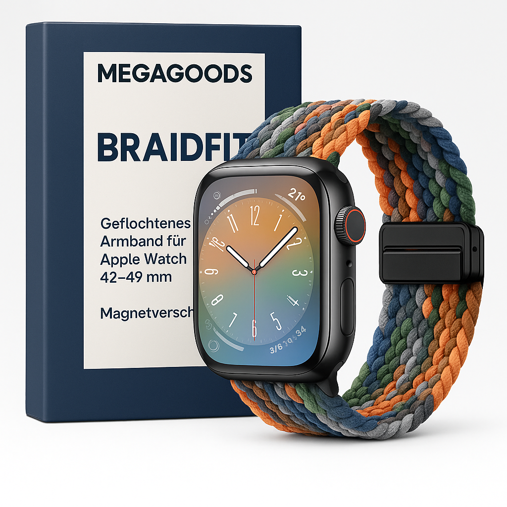 Geflochtenes Armband für Apple Watch 42–49 mm Magnetverschluss DE.