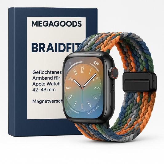 Geflochtenes Armband für Apple Watch 42–49 mm Magnetverschluss DE.