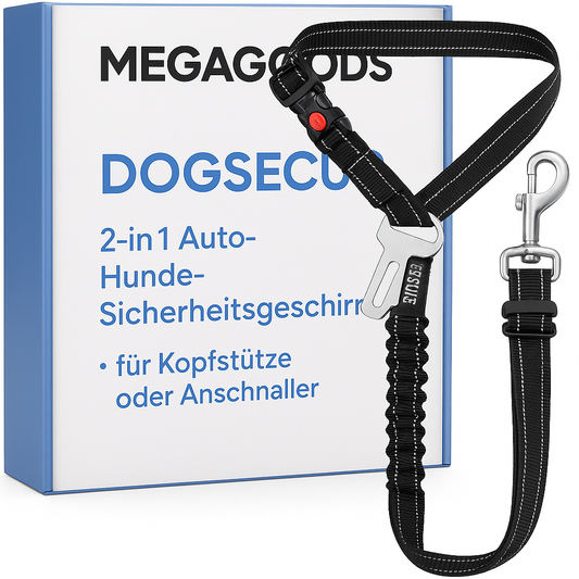 2in1 Auto Hunde Sicherheitsgeschirr f. Kopfstütze oder Anschnaller DE.