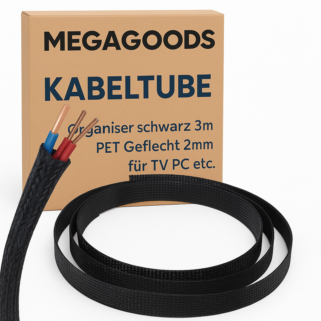 Kabelschlauch Organizer schwarz 3m PET Geflecht 2mm für TV PC etc. DE.