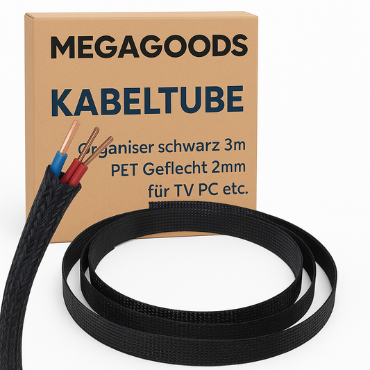 Kabelschlauch Organizer schwarz 3m PET Geflecht 2mm für TV PC etc. DE.