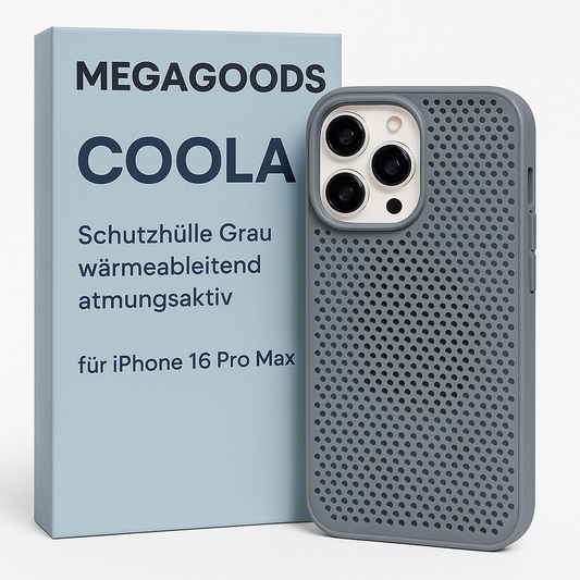 Schutzhülle Grau wärmeableitend atmungsaktiv für iPhone 16 Pro Max DE.