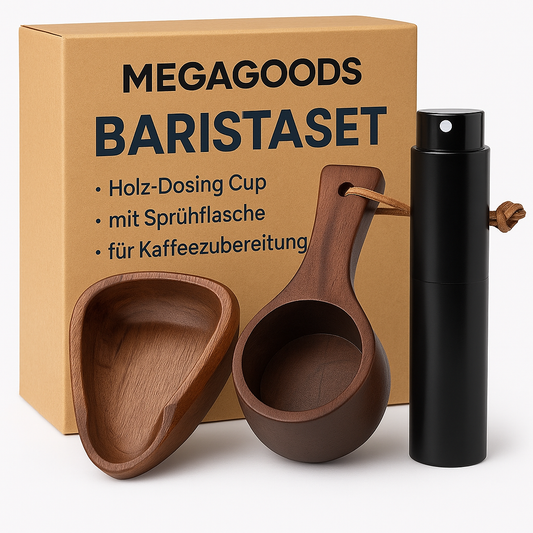 Barista Set Holz Dosing Cup mit Sprühflasche für Kaffeezubereitung DE.
