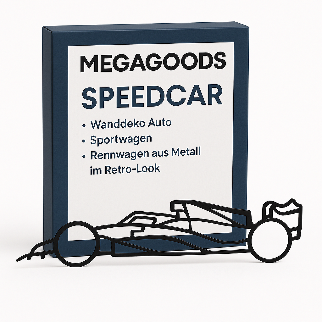 Wanddeko Auto Sportwagen Rennwagen aus Metall im Retro-Look Eisen DE.