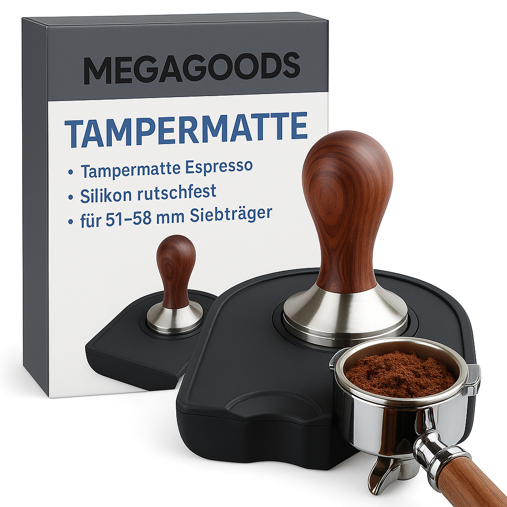 Tampermatte Espresso Silikon rutschfest für 51–58 mm Siebträger DE.