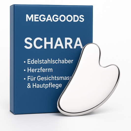 Gua Sha Edelstahlschaber Herzform für Gesichtsmassage & Hautpflege DE.