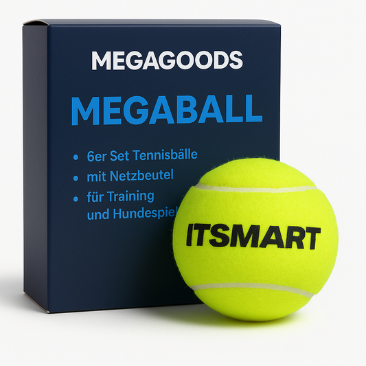 6er Set Tennisbälle mit Netzbeutel für Training und Hundespiel DE.