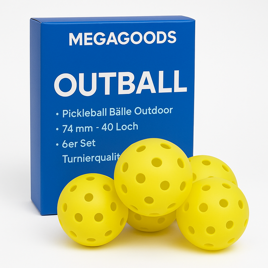 Pickleball Bälle Outdoor 74 mm 40 Loch 6er Set Turnierqualität 26 g DE.