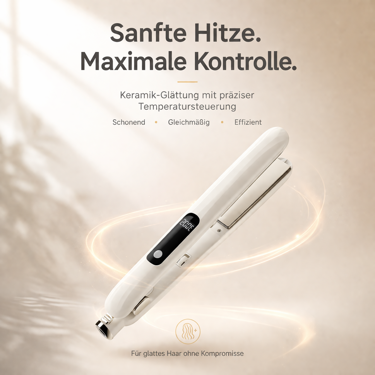 Oryzom™ FlowPro Glätteisen Ionen Haarglätter Lockenstab Keramik mit Display 360°