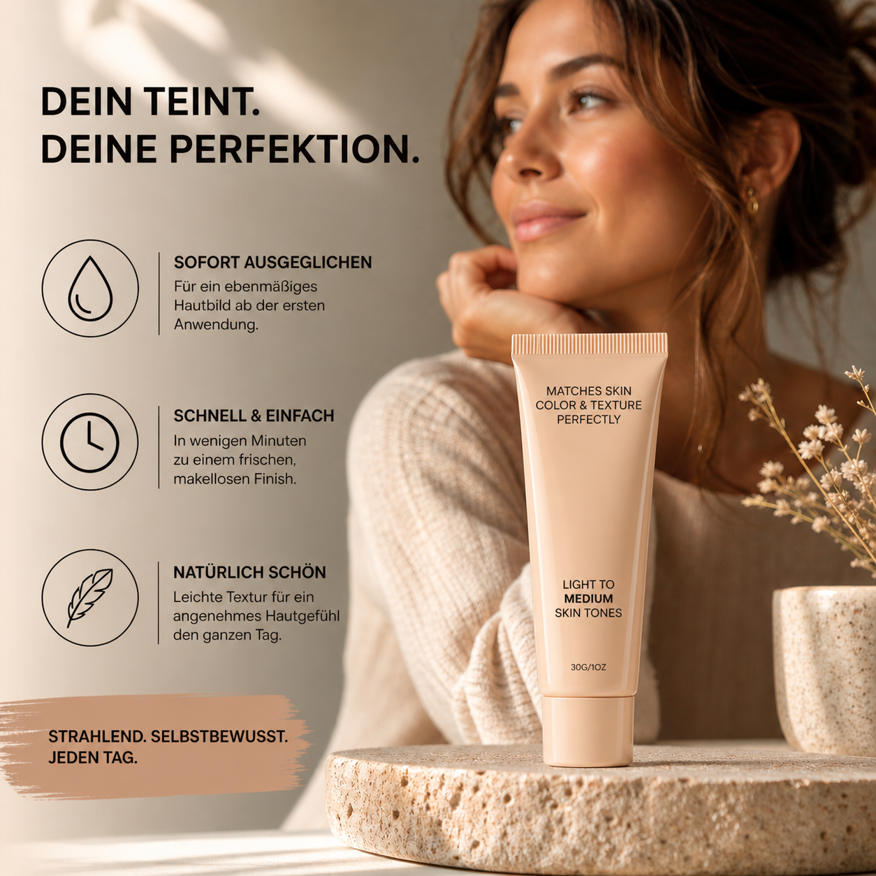 LUXARA™ Farbwechsel Changing Foundation Make Up Selbstanpassend Anti Aging Glow