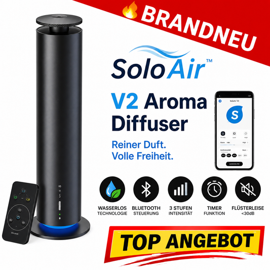 SoloAir™ V2 Aroma Diffuser Wasserlos Bluetooth Fernbedienung Smart Duft Pro