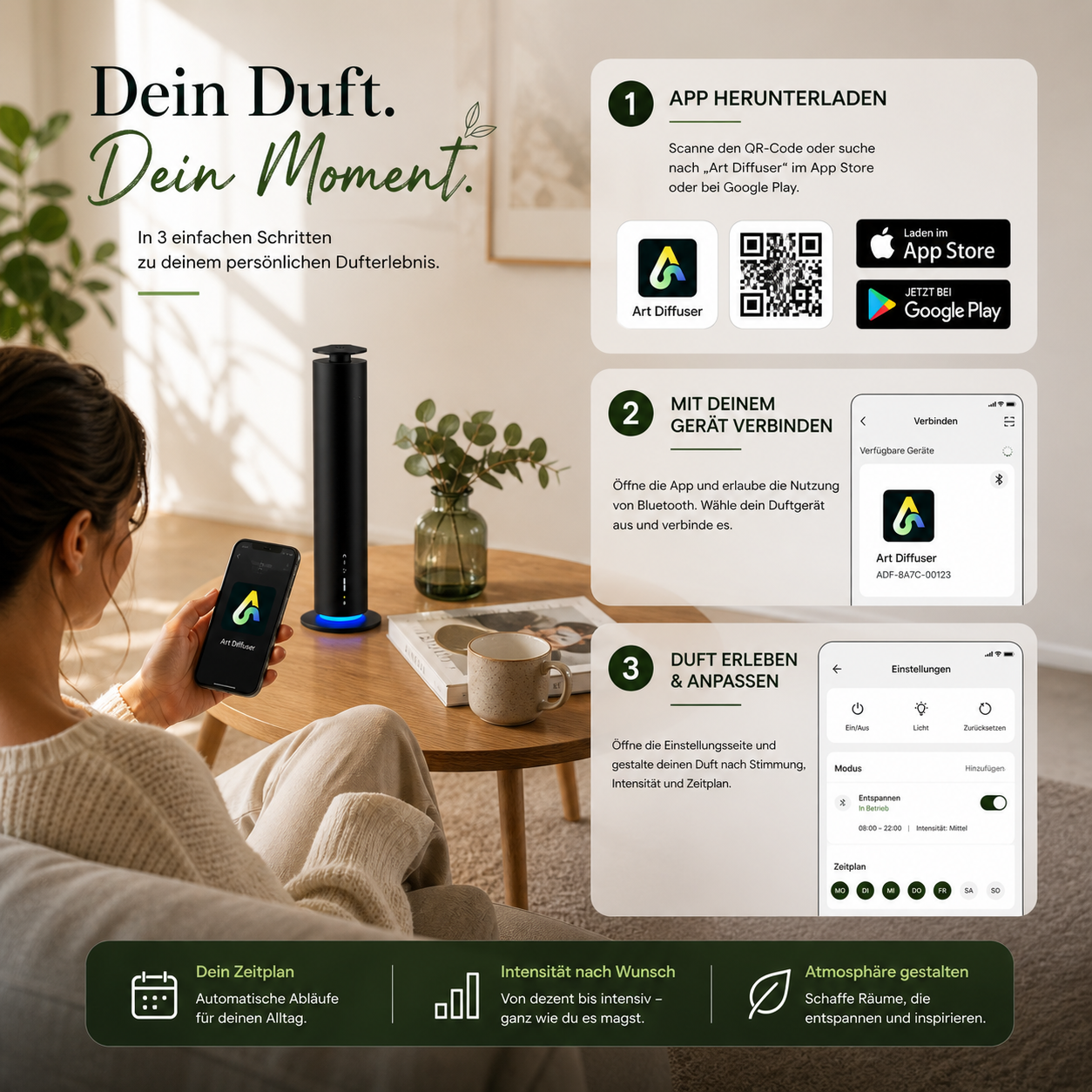 SoloAir™ V2 Aroma Diffuser Wasserlos Bluetooth Fernbedienung Smart Duft Pro