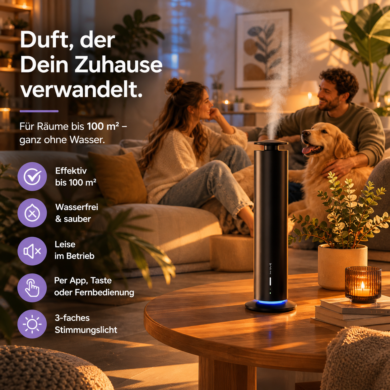 SoloAir™ V2 Aroma Diffuser Wasserlos Bluetooth Fernbedienung Smart Duft Pro