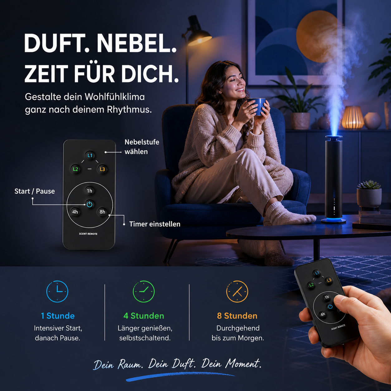 SoloAir™ V2 Aroma Diffuser Wasserlos Bluetooth Fernbedienung Smart Duft Pro