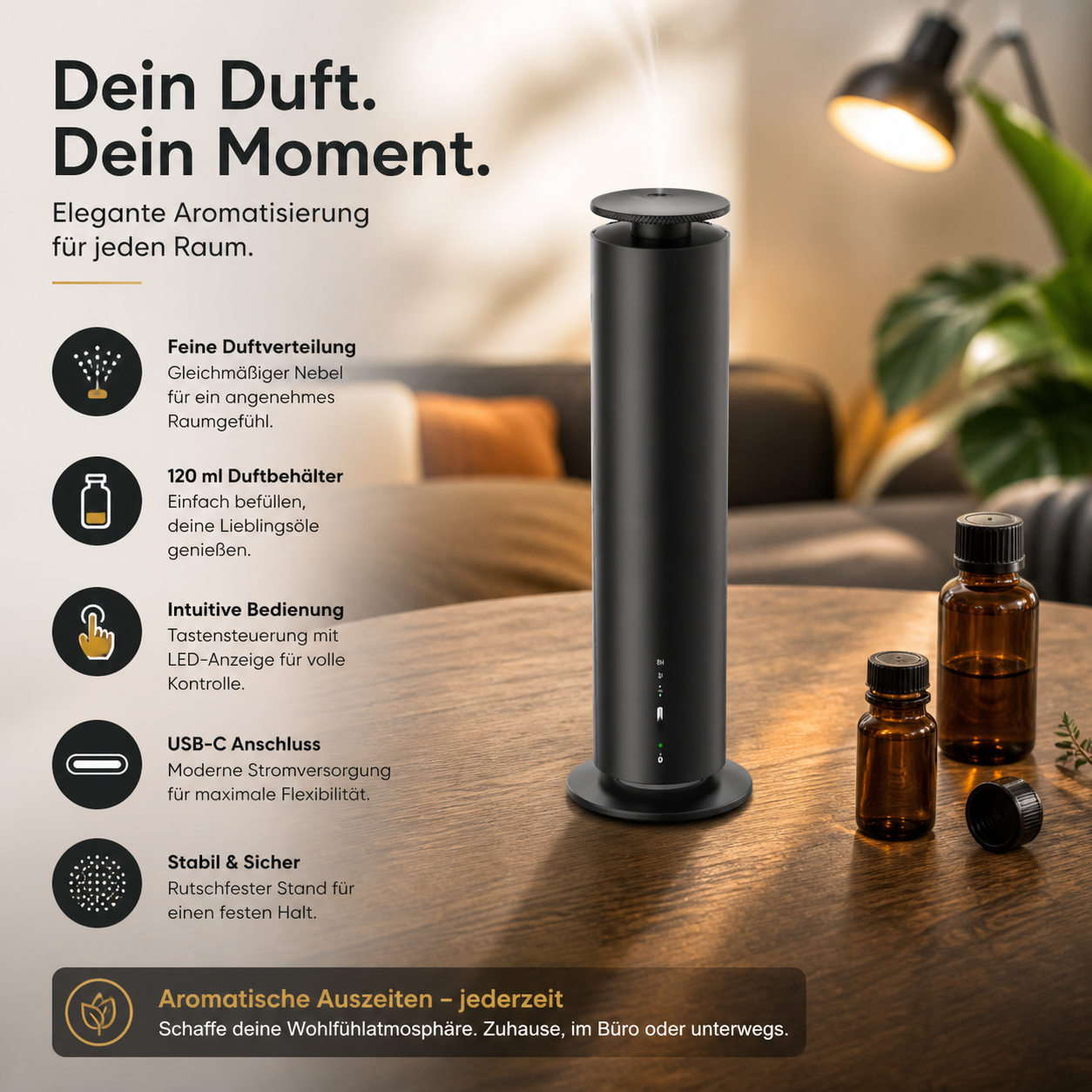 SoloAir™ V2 Aroma Diffuser Wasserlos Bluetooth Fernbedienung Smart Duft Pro
