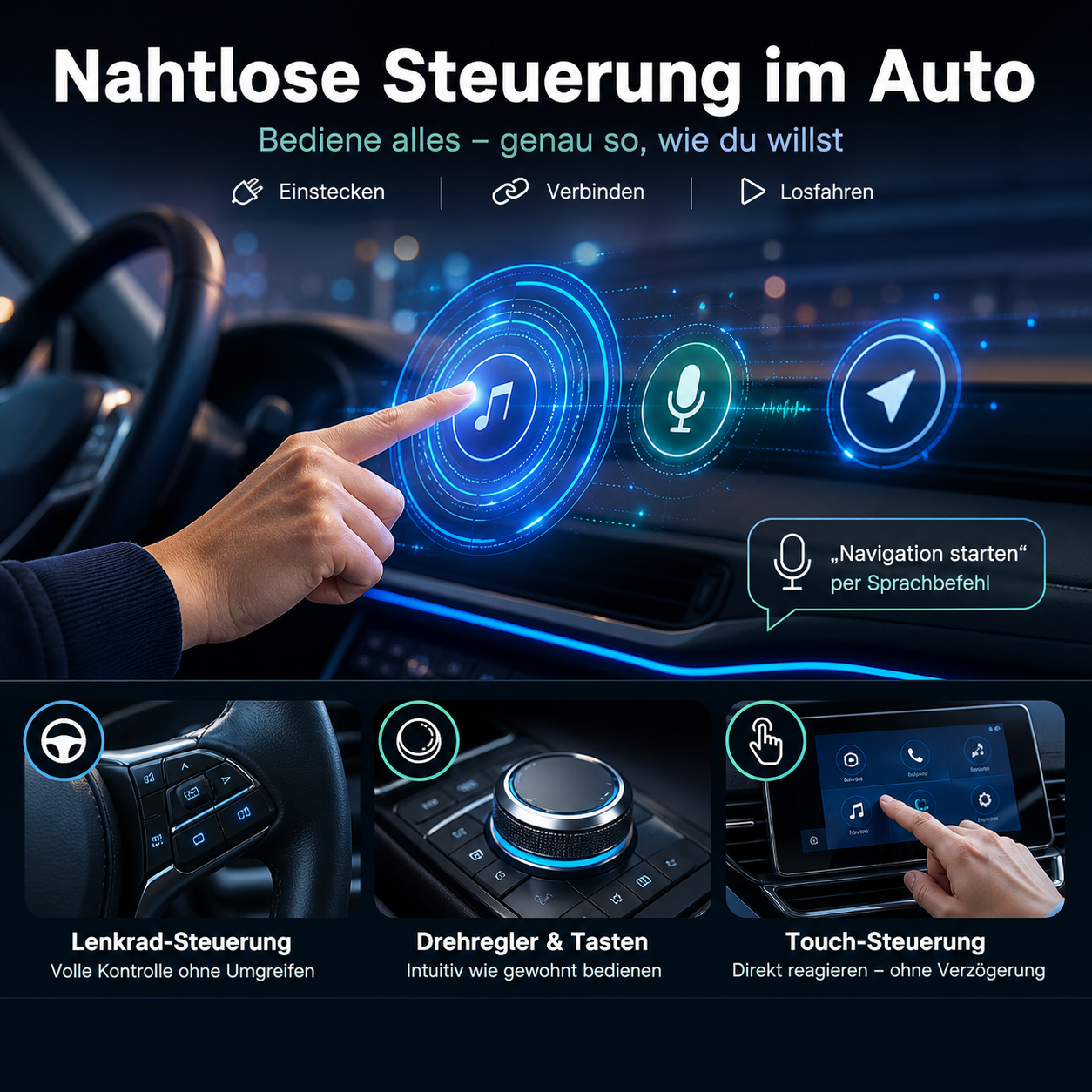 Osmo™ Wireless CarPlay Adapter für iPhone & Android Kabellos USB Plug Play Auto