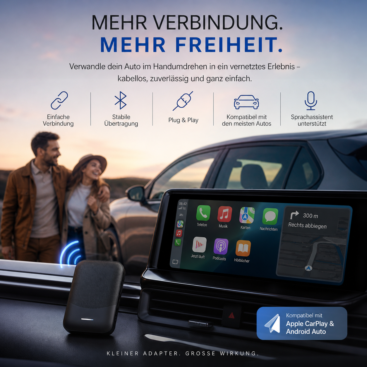 Osmo™ Wireless CarPlay Adapter für iPhone & Android Kabellos USB Plug Play Auto