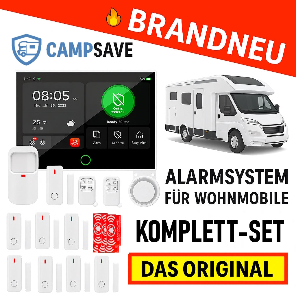 CAMPSAVE™ Alarmanlagen Set für Wohnmobil & Wohnwagen GSM LTE Funk Sirene kabellos