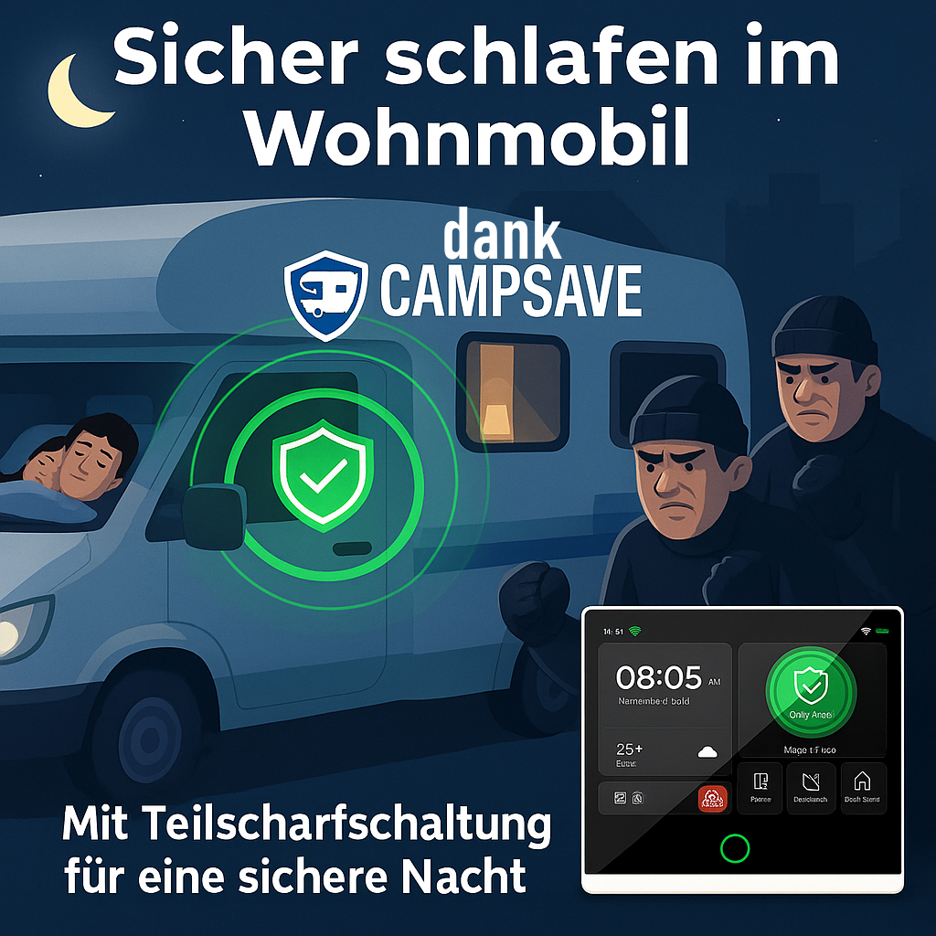 CAMPSAVE™ Alarmanlagen Set für Wohnmobil & Wohnwagen GSM LTE Funk Sirene kabellos