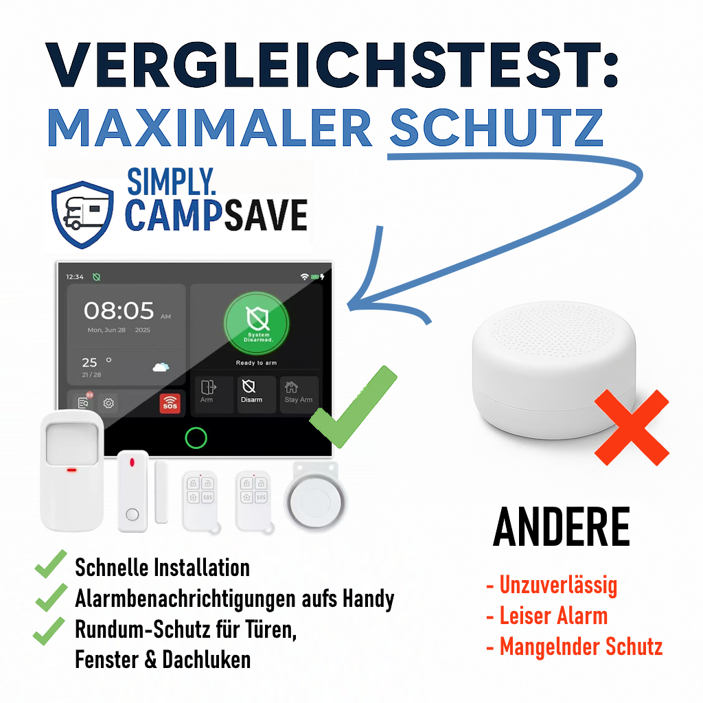 CAMPSAVE™ Alarmanlagen Set für Wohnmobil & Wohnwagen GSM LTE Funk Sirene kabellos
