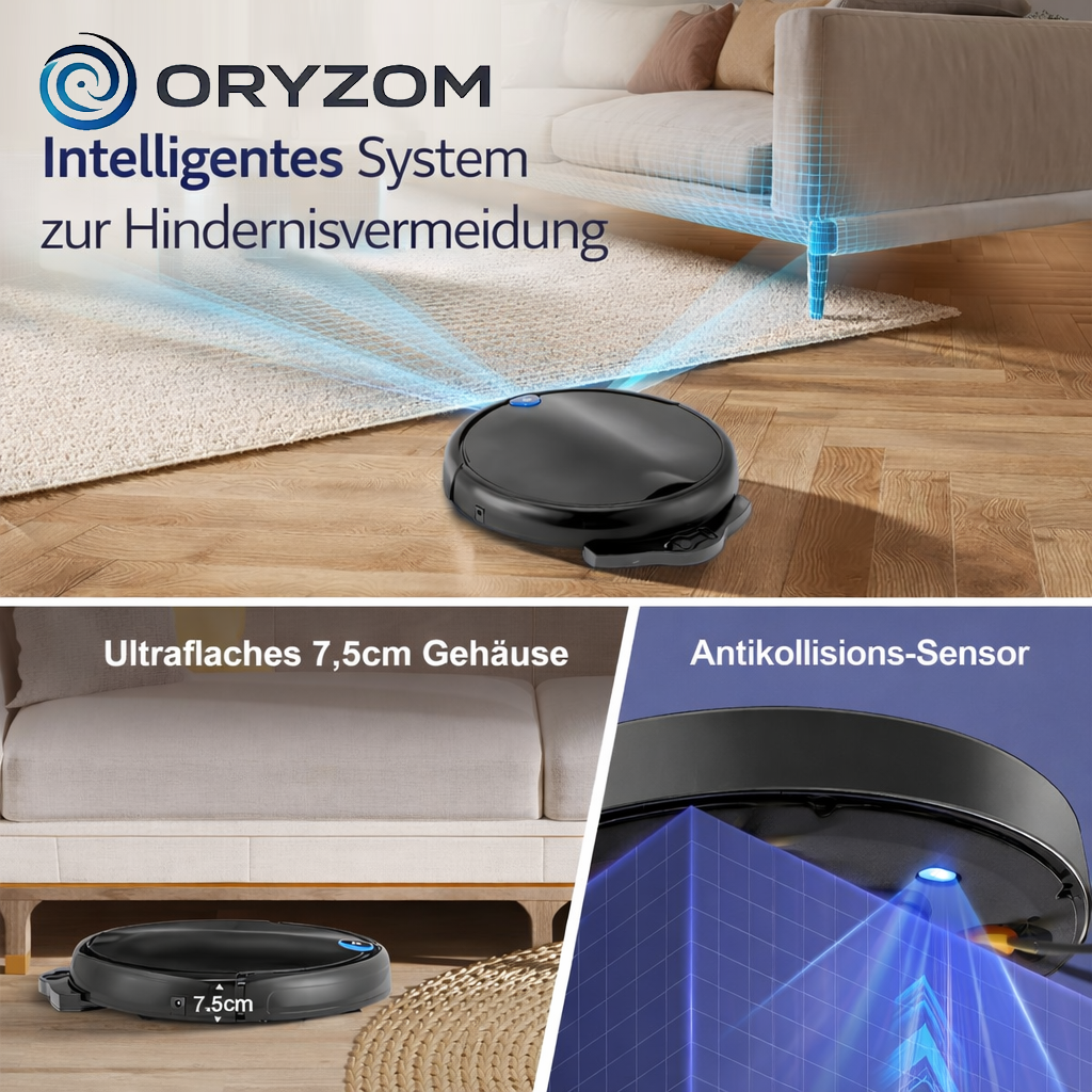 Oryzom™ Saugroboter V8 Slim - Vollautomatische Reinigung mit Wischfunktion & App