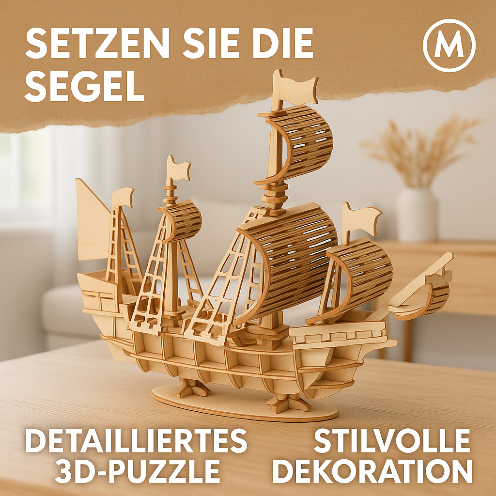 3D Segelboot Holzpuzzle DIY Modell Dekoration Geschenkidee DE.