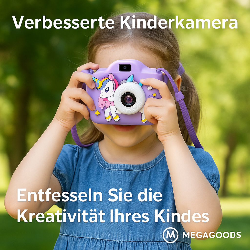Kinderkamera Einhorn 1080P HD 2 Zoll Display 32GB Geschenk DE.