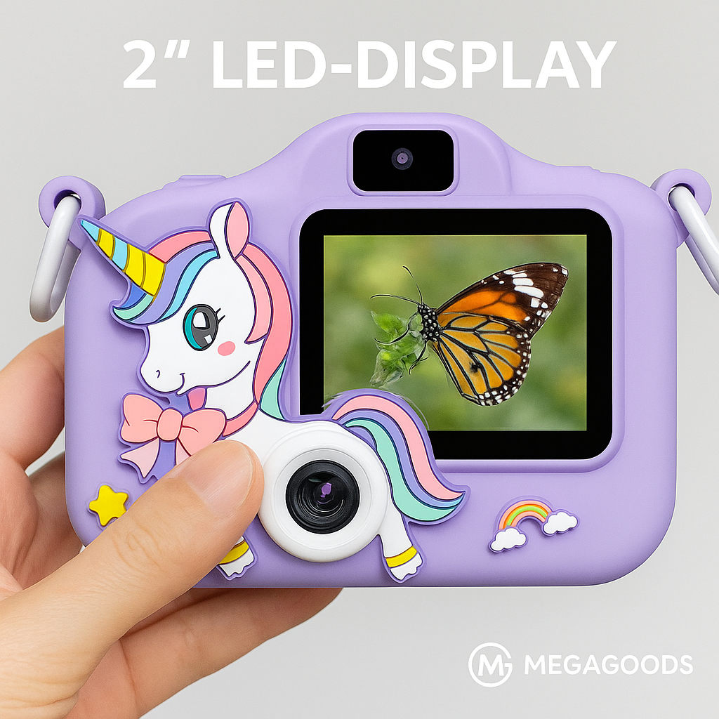 Kinderkamera Einhorn 1080P HD 2 Zoll Display 32GB Geschenk DE.