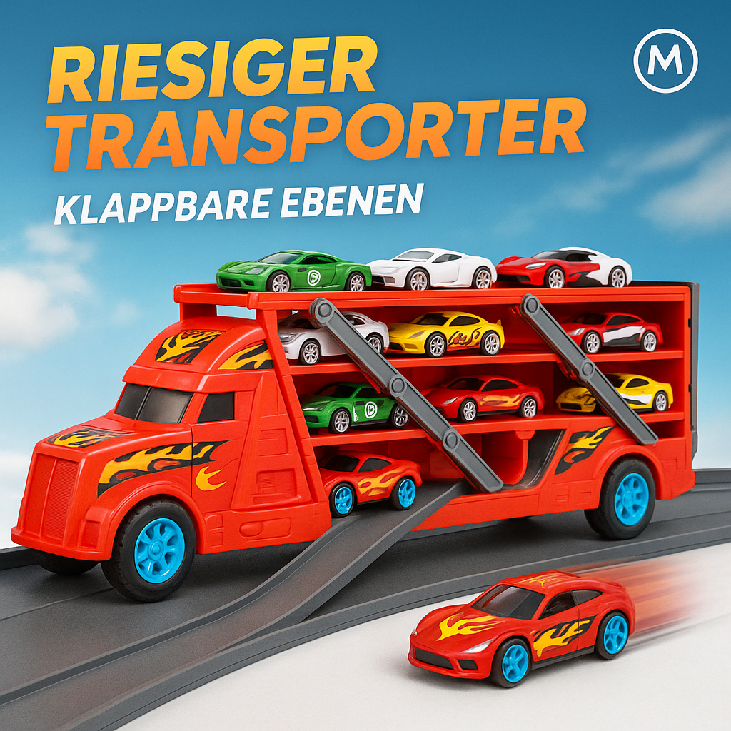 Großer Kinder-Transformer-Truck mit Rennstrecke Spielzeug DE.