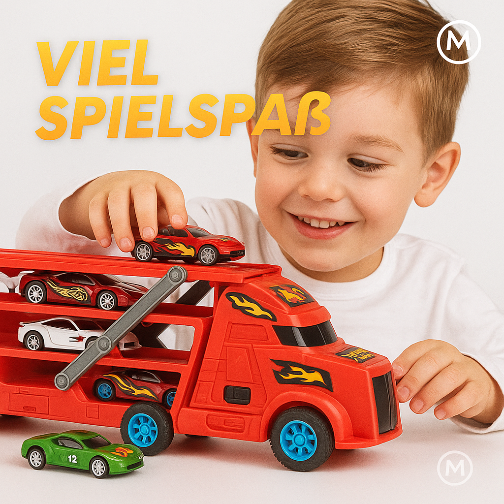 Großer Kinder-Transformer-Truck mit Rennstrecke Spielzeug DE.