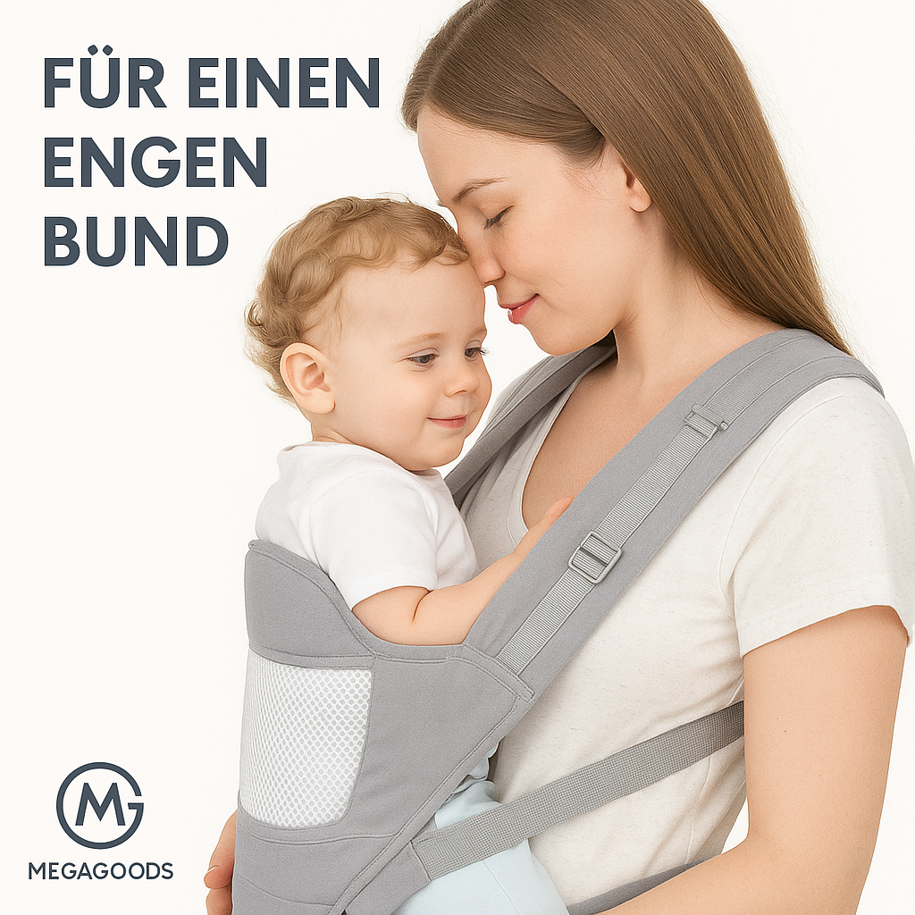 Babytrage ergonomisch mit Hüftsitz Neugeborene bis Kleinkind DE.