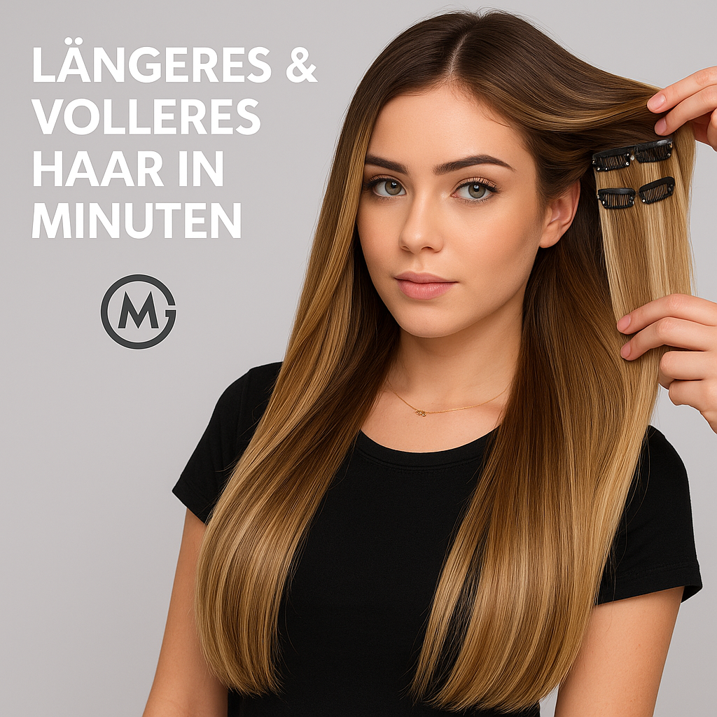 Clip-in Haarverlängerung lang dicht leicht Synthetik Haarteil DE.
