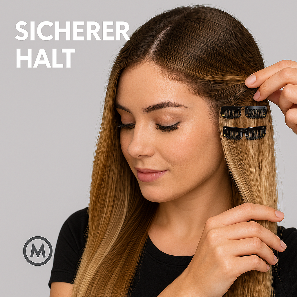 Clip-in Haarverlängerung lang dicht leicht Synthetik Haarteil DE.