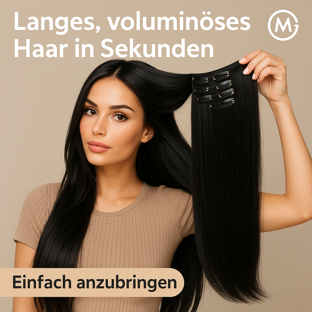 Clip-in Haarverlängerung 60 cm dicht voluminös synthetisch DE.