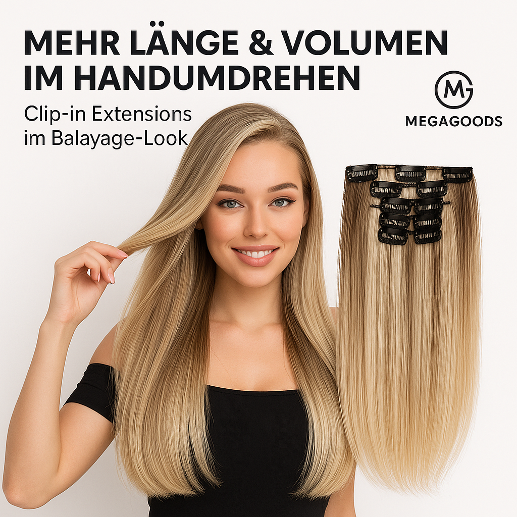 Clip-in Haarverlängerung 60 cm dicht voluminös leicht für Damen DE.