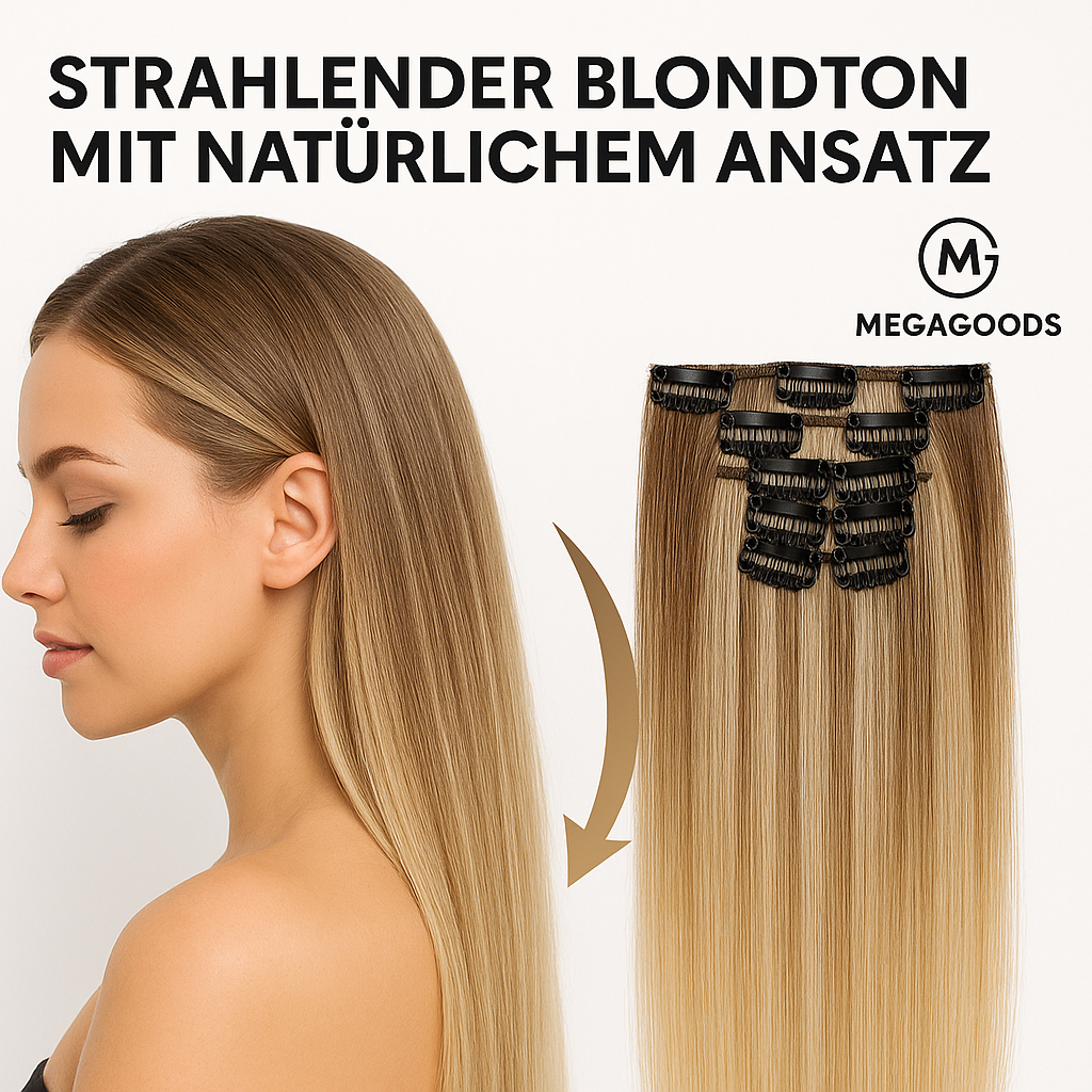 Clip-in Haarverlängerung 60 cm dicht voluminös leicht für Damen DE.